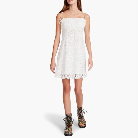 Betsey Johnson Novelty Cotton and Venise Lace Tulip Mini Dress Sz 10 - Picture 11 of 13